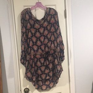 Drawstring waist peasant blouse